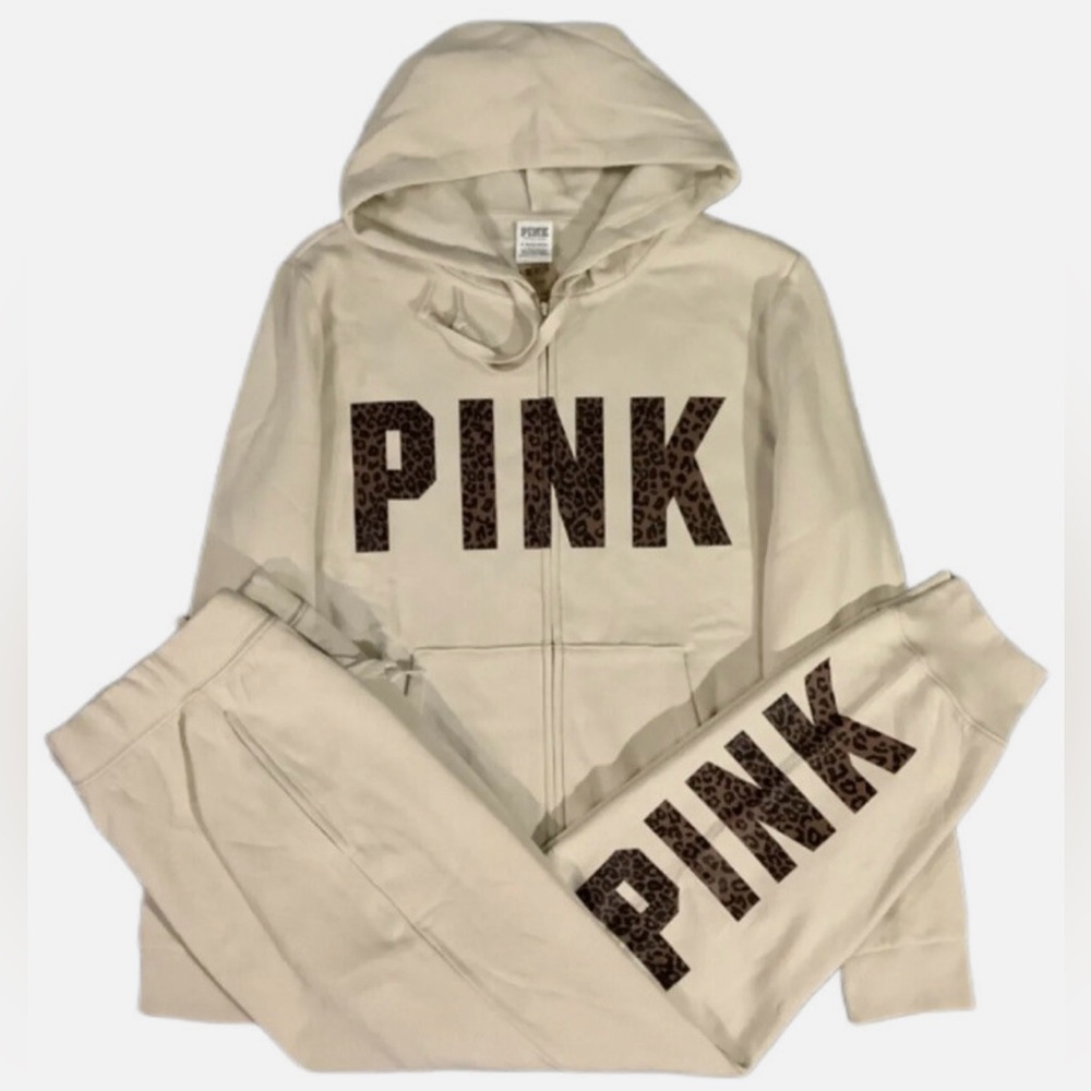 Victoria Secret PINK Zip Up Hoodie & High Waist Jogger Set 🐾